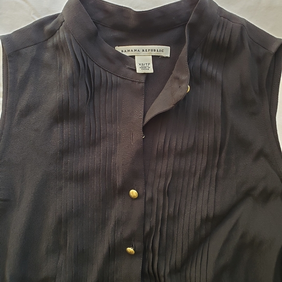 Women's Black Sleeveless Tuxedo Style Blouse, xs - Picture 2 of 3